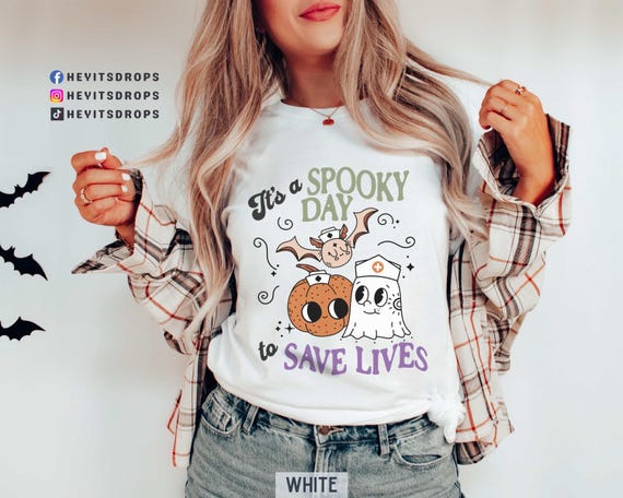 Spooky Nurse Shirt, Nurse Halloween Shirt, Halloween Nurse Shirt, One Spooky Nurse Shirt, Medical Halloween Group Shirt Cute Ghost Nurse Tee