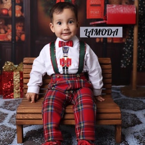 Handmade Red Plaid Boy Sets Wedding/Birthday Photo Shoot/Prince Charming costume