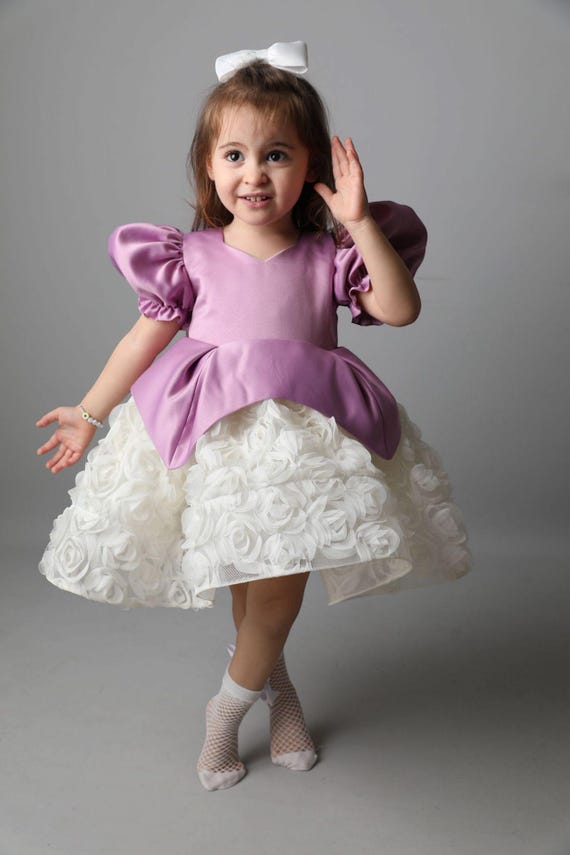 Handmade Purple Satin Flower Girl Dress: Tulle Sequin Tutu