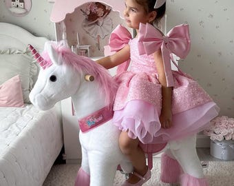 Pink Sequin Tulle Tutu Dress: Handmade Princess Party Dress