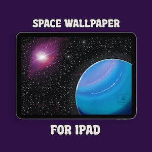 Space Wallpaper iPad Pro Galaxy Celestial Planets Stars Hand drawn Digital Background Lock Screen Space theme Digital Download Tablet Cosmic