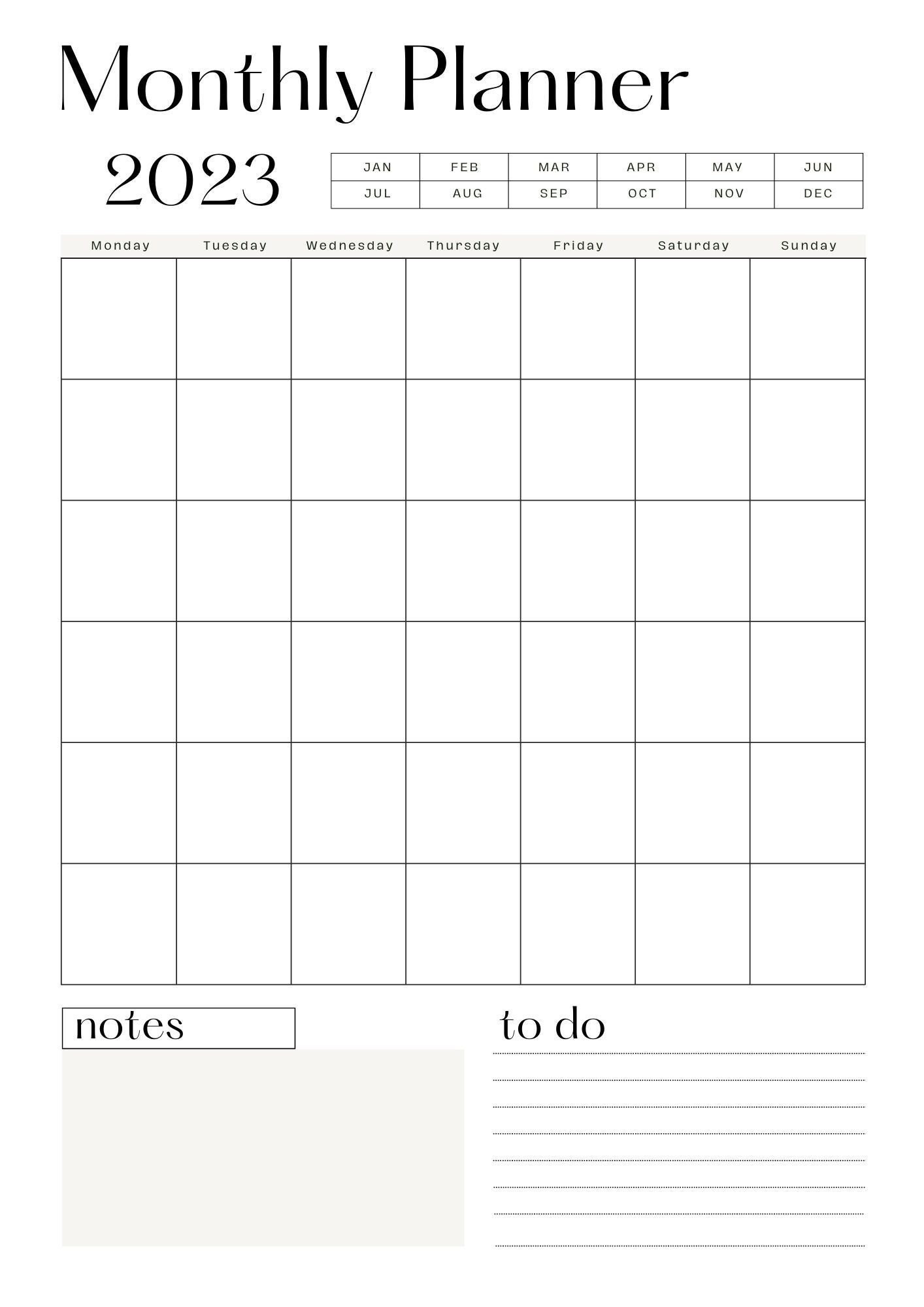 2023 monthly planning calendar etsy