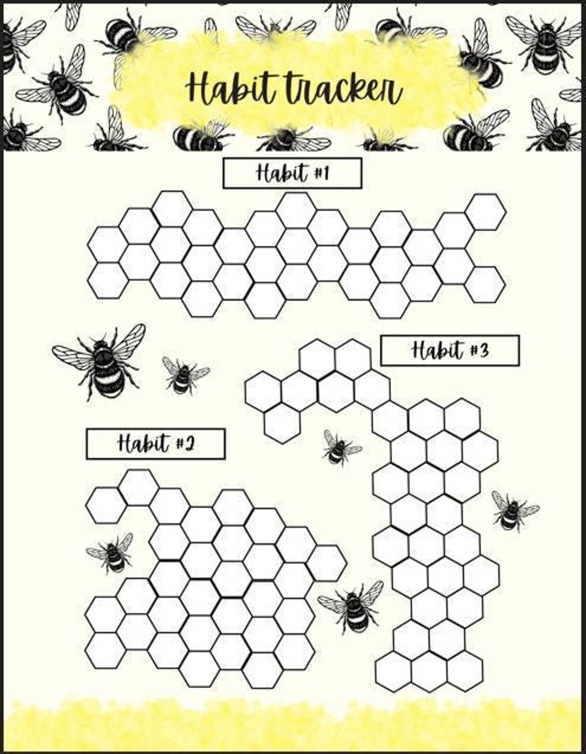 Beehive 3 Habit Tracker - Etsy