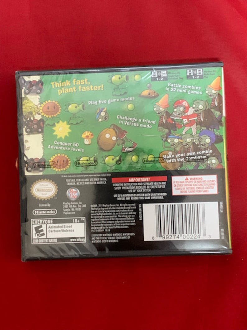 Plants Vs Zombies Nintendo DS Vintage Video Game 2000s Etsy