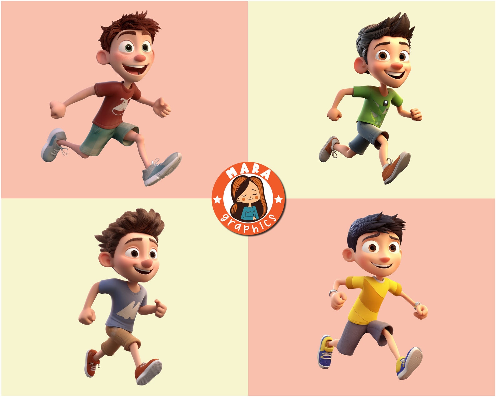 Cute 3D Boy Runner Clipart Set - High Resolution Pngs (4 Different ...