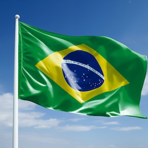 Brazil flag Clipart Set - Brazilian waving flag High Resolution PNGs, downloadable files, High Quality, realistic - Bandera de Brasil