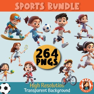 MEGA SPORTS BUNDLE 264 PNGs - High Res PNGs (264 Different Characters), downloadable files, High Soccer, Baseball, Basketball + More