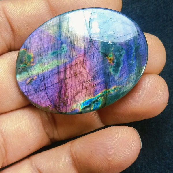 Hand Made Purple Spectrolite Cabochon Best & Rare Quality Multi Purple Spectrolite 125 Carats Size 49x37x7mm Rainbow Color Spectrolite!!!