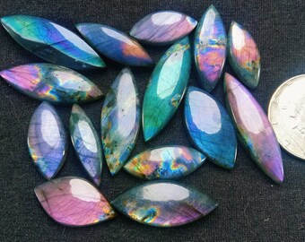 Wholesale Spectrolite Purple Cabochon High Hand Polished Rare Purple 330 carats 16 Pieces Loose Spectrolite Gemstone Purple Spectrolite