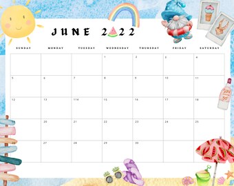 June Fillable Calendar - Etsy