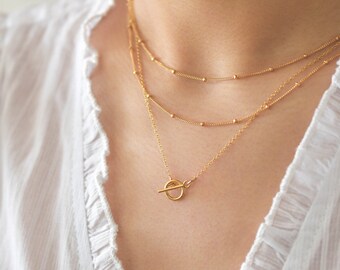 Layered Gold Necklace, Gift For Her, Gold Stacking Necklace, Minimalist Necklace,18k Gold Plated Women's Necklace, Last minute gift for her