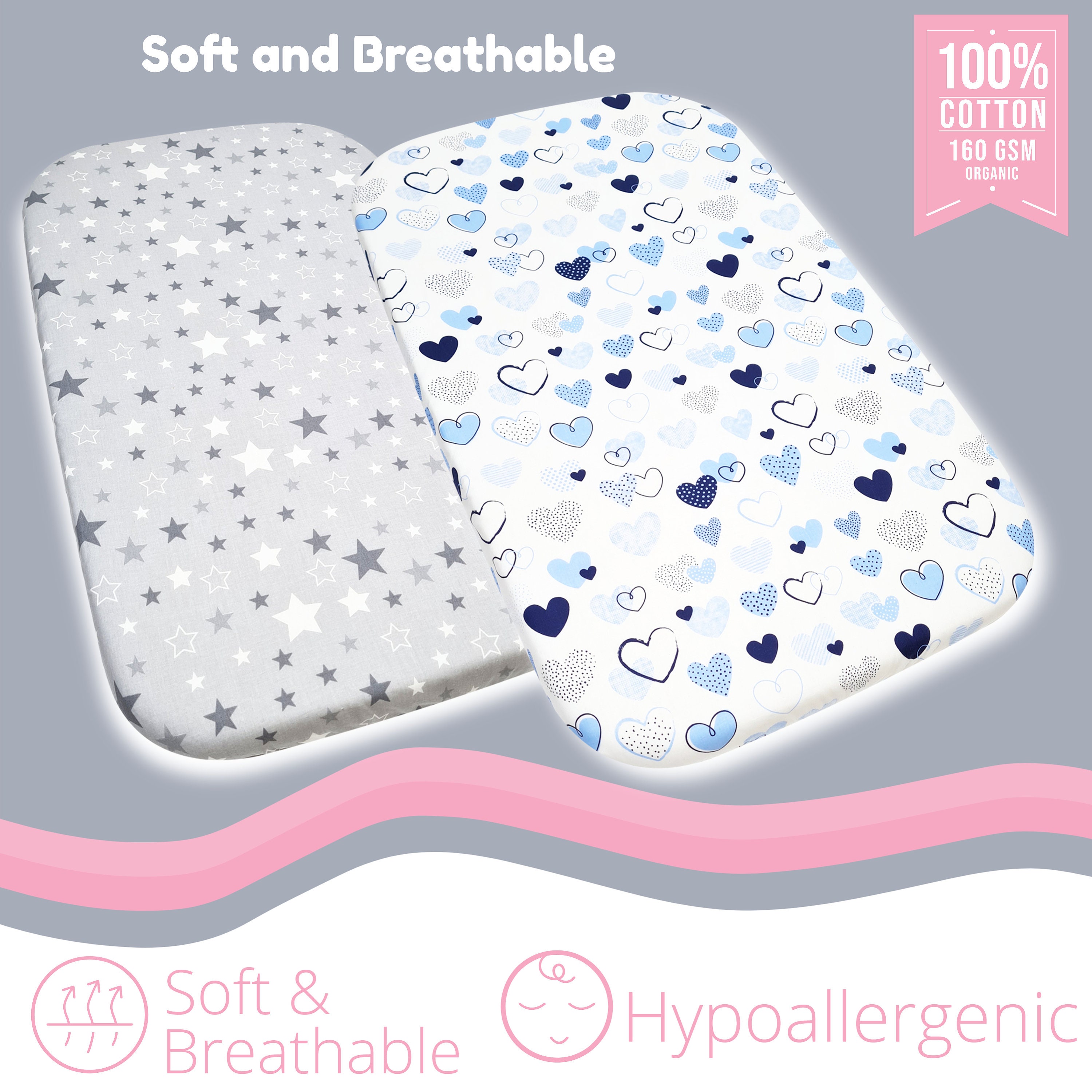 Next to Me Crib Sheets 2 Fitted Bedside Crib Sheets 100 Etsy UK