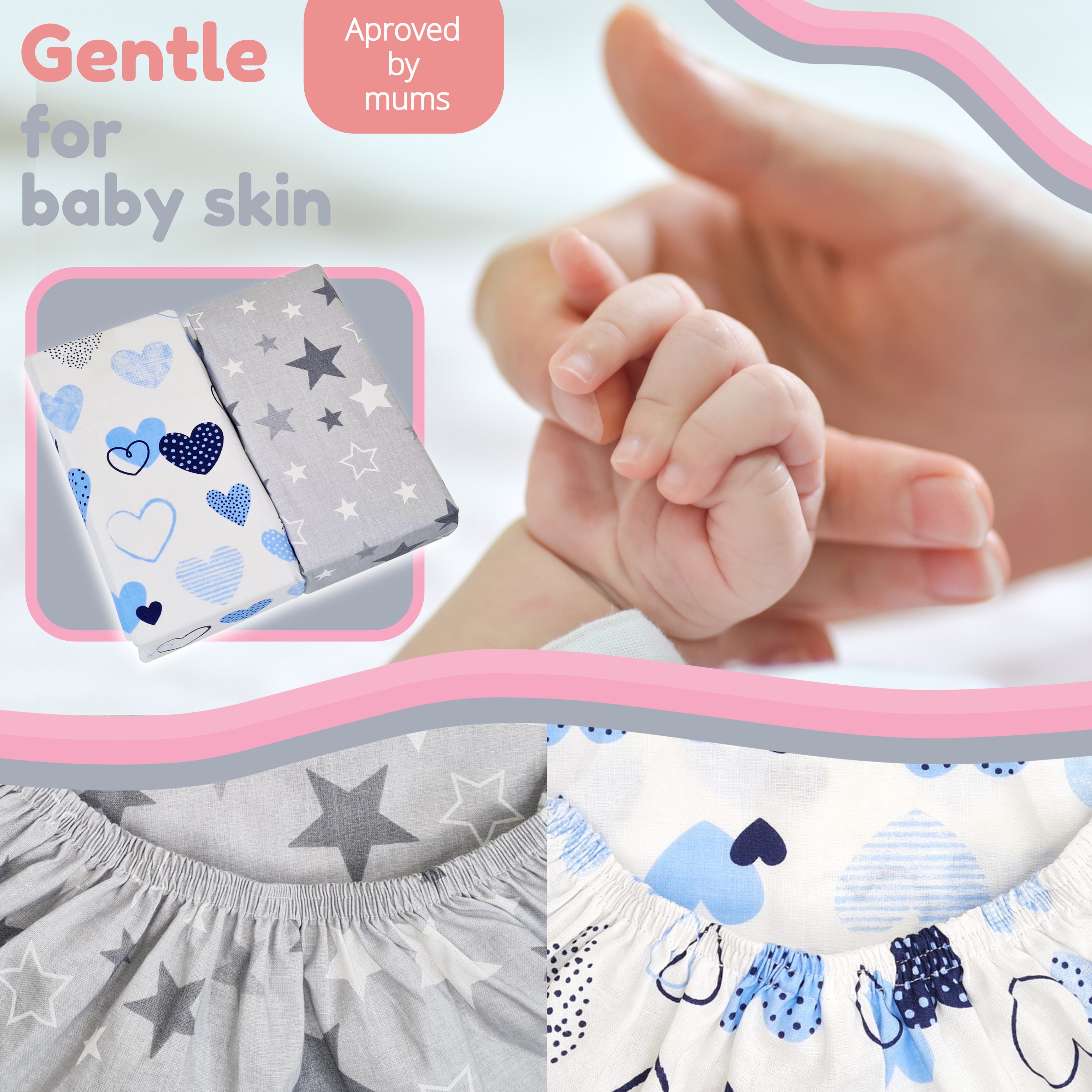 Next to Me Crib Sheets 2 Fitted Bedside Crib Sheets 100 Etsy UK