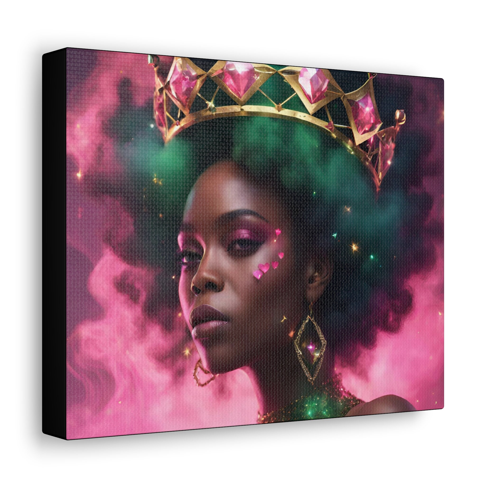 African Beauty Canvas Pink & Green Themed Wall Art Bedroom Wall Art