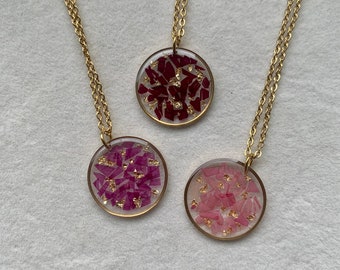 Collier rose séchée, pivoine séchée, acier inoxydable, personnalisable