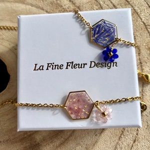 Real dried flowers bracelet, boho bracelet, stainless steel