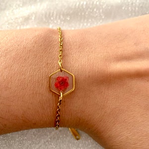 Stainless steel dried flower bracelet