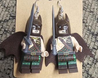 Scottish Batman Miniperson Brick Earrings
