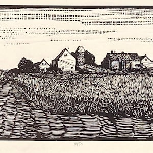 WHEATFIELD, limitowana edycja linorytu bxw