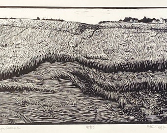 OREGON SUMMER, limited edition bxw linocut