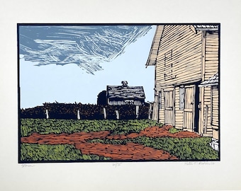 STORM, limited edition mixed media serigraph/linocut