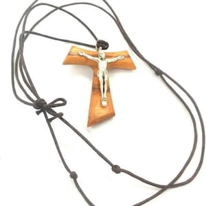 Wood Franciscan Tau Cross with corpus-MADE IN ITALY