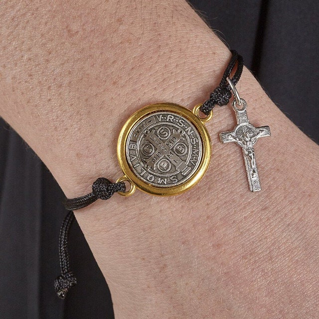 MMIUAEG Saint Benedict Catholic Bracelet – Adjustable String, Handmade Blessing Charm For Protection & Faith