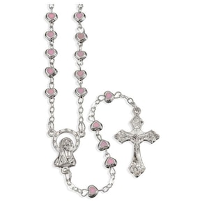 Pink Heart Shaped Bead Rosary