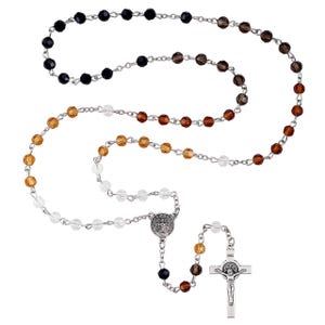 Catholic LARGE Bead Swarovski Crystal AB Bicone St. Benedict