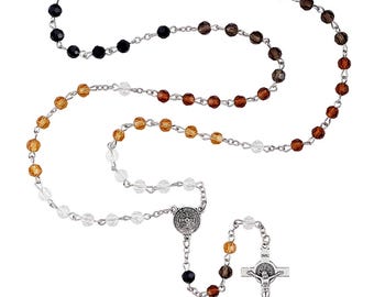 St Benedict crystal rosary Rosario de cristal de San Benito