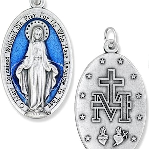 Blue Miraculous Medal 1 1/2&quot; Medalla Milagrosa azul