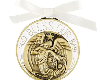 Guardian Angel Baby Crib White Medal Baptism Gift - Medallon Angel de la Guarda regalo para bautizo