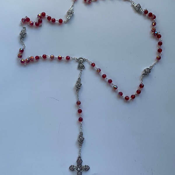 Catholic Red Crystal Rosary