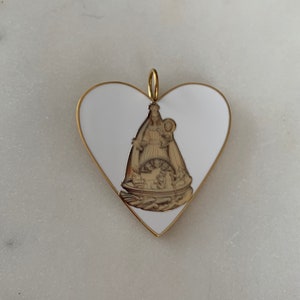 Caridad del Cobre medalla corazon blanco acero inoxidable