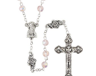 Quinceanera gift Pink Crystal Rosary