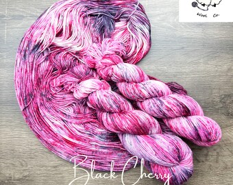 Black Cherry Hand Dyed Yarn | Hand Dyed Yarn Pink, Purple, Black, & Gray Colors