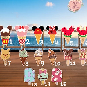 Personalized Mickey and Friends Inspired Ice Cream Cruise Door Magnets