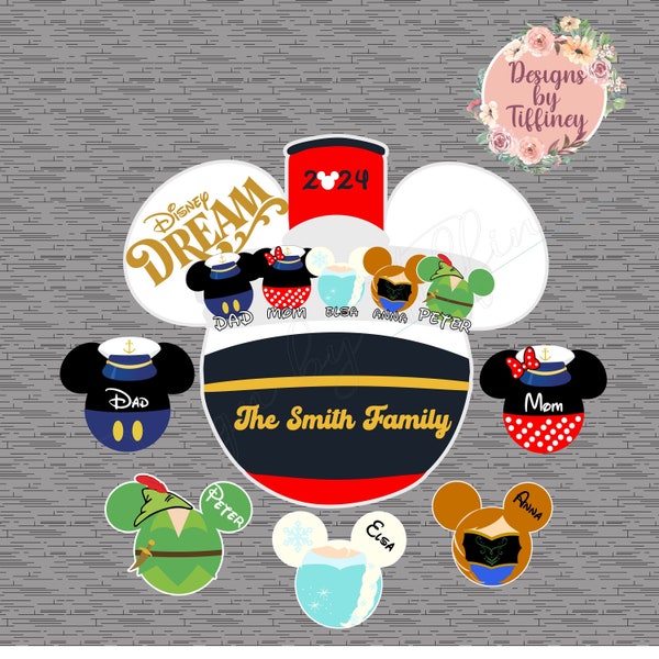 Custom DCL Ship and Characters Disney Cruise Door Magnet-Dream/Wish/Magic/Wonder/Treasure/Fantasy