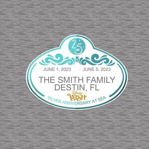 25th Silver Anniversary At Sea Personalized Cruise Door Magnet