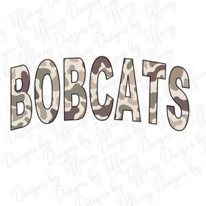 Old School Camo Bobcats All Caps PNG, Maskottchen, Team, Schulgeist Shirt, digitale Datei, Jungen Herren T-Shirt Design Digitaler Download