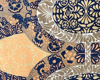 Vintage Marjatta Metsovaara Fabric: Venezia Pattern, Tampella Finland