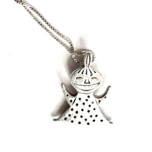 Silver jewelry, vintage Moomin, Little My, Moomin Character necklace, pendant from Finland