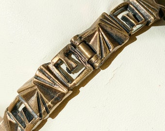 Bracelet Vintage Signé M. BUFFET - Travail D'artiste Français - Années 1970 - Acier Inoxydable Argenté - Occasion