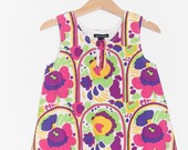 Marimekko, girl timeless sleeveless casual dress, fabric design by Katsuji Wakisaka, Happy quot Carousel quot .