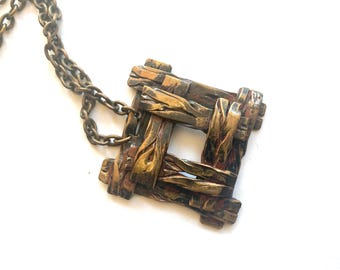Design Karl Laine Vintage Necklace in Bronze from Finland 70s.