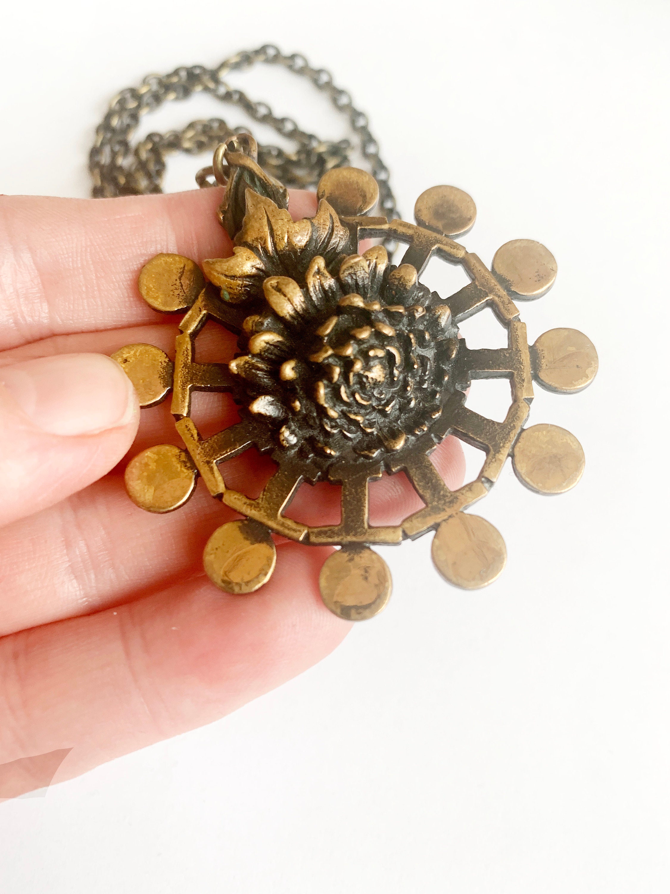 Collier Pendentif Pentti Sarpaneva Finlande - Bronze Design Vintage Années 70