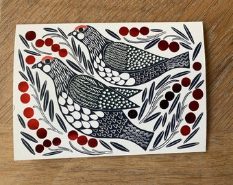 Marimekko &quot;Kiiruna&quot; Lark bird, postcards,  from Finland