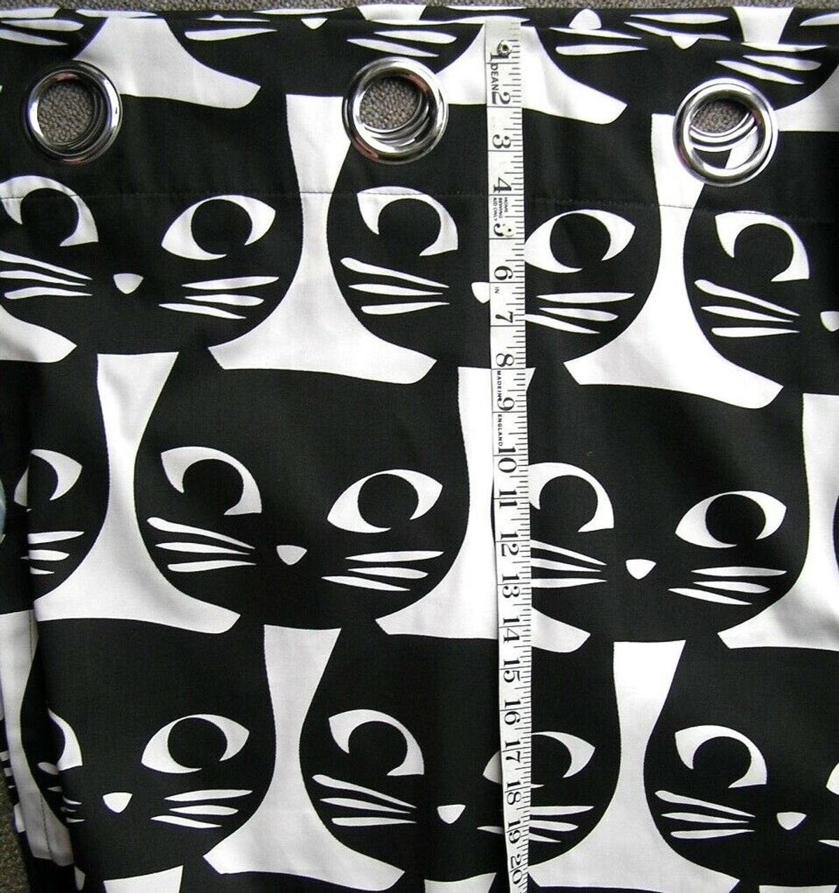 イケアの黒猫柄カーテン、ペア、黒と白の色 - Etsy 日本