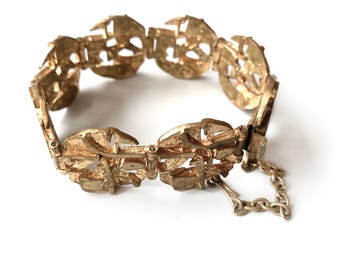 Pulsera modernista de bronce de Jorma Laine, diseño brutalista finlandés de la década de 1970.