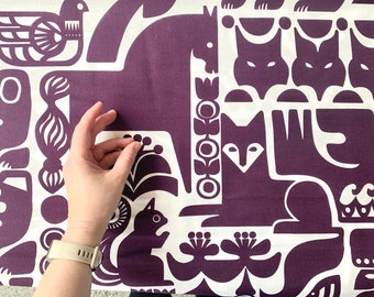 Marimekko fabric folk forest animals, Designer Sanna Annukka, from Finland.